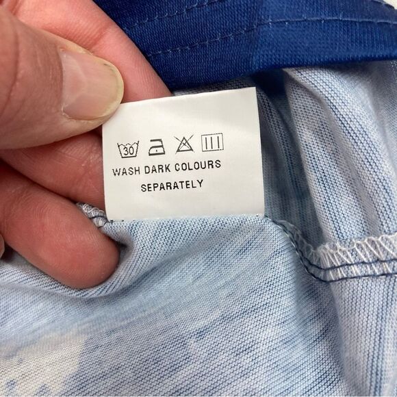 Chicyea Floral Print Dress / Tunic SZ XL Above Knee Cold Shoulder Style Blue New - Picture 7 of 10